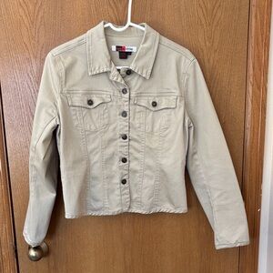 Live a Little Tan Jean Jacket Size Medium